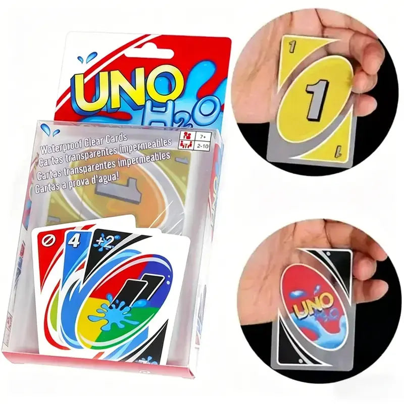 Card Games - Waterproof Clear UNO Plastic Playing Cards - for Swimming Pool, Beach Party, Camping & Travel - Fun Summer Gift for Family, Kids & Friends - 1 Deck Classic Set